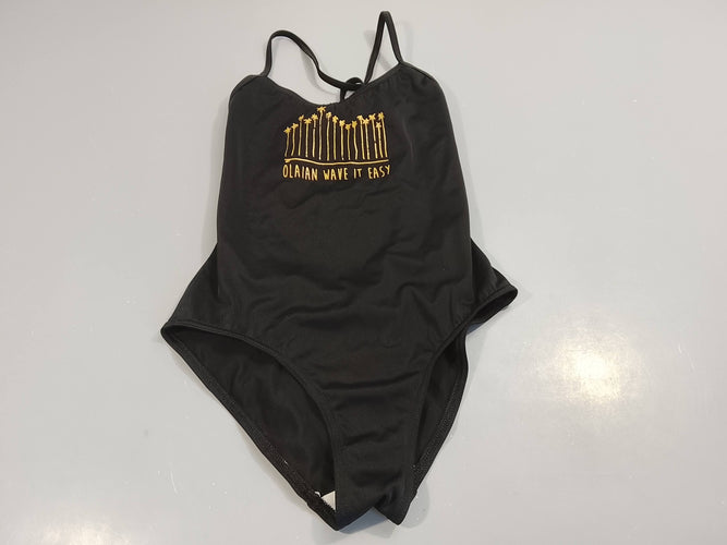 Maillot noir, palmiers dorés "Olaian Wave it easy", Pas de taille indiquée, estimée 14a, moins cher chez Petit Kiwi