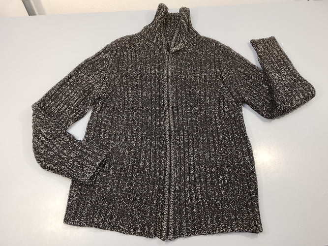 Gilet zippé tricot noir chiné, moins cher chez Petit Kiwi