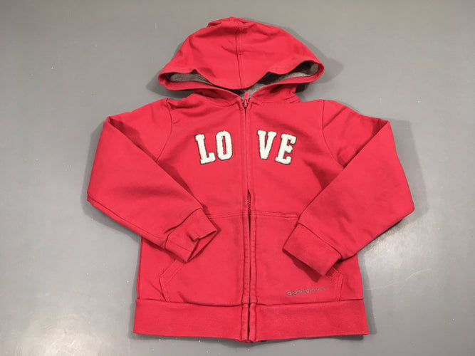 Sweat zippé à capuche rose LOVE, moins cher chez Petit Kiwi