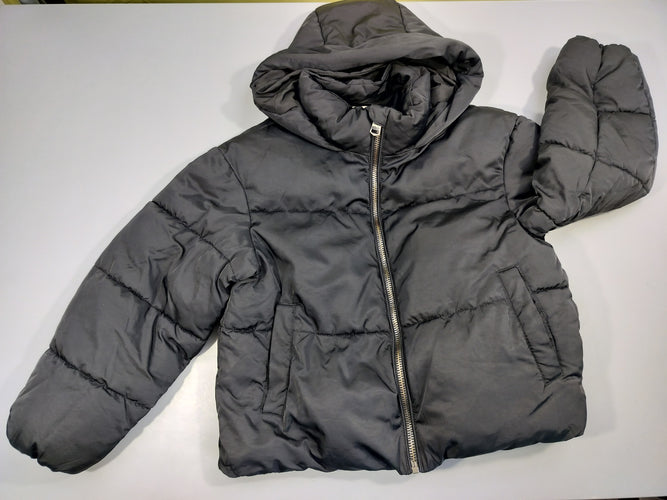 Doudoune  à capuche matelassée zippée noire  100% polyester, moins cher chez Petit Kiwi