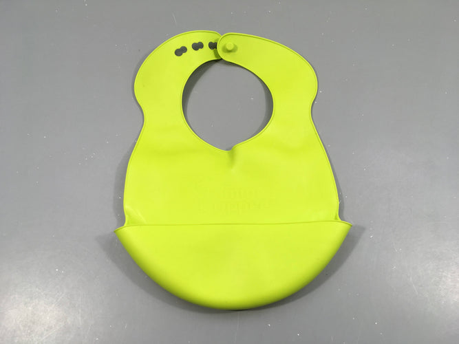 Bavoir en silicone vert avec réservoir, moins cher chez Petit Kiwi