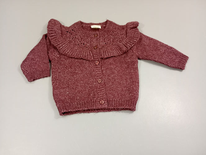 Gilet tricot  aubergine, moins cher chez Petit Kiwi