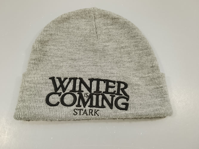 Bonnet gris chiné "Winter Coming starh" de Game of  Thrones, moins cher chez Petit Kiwi