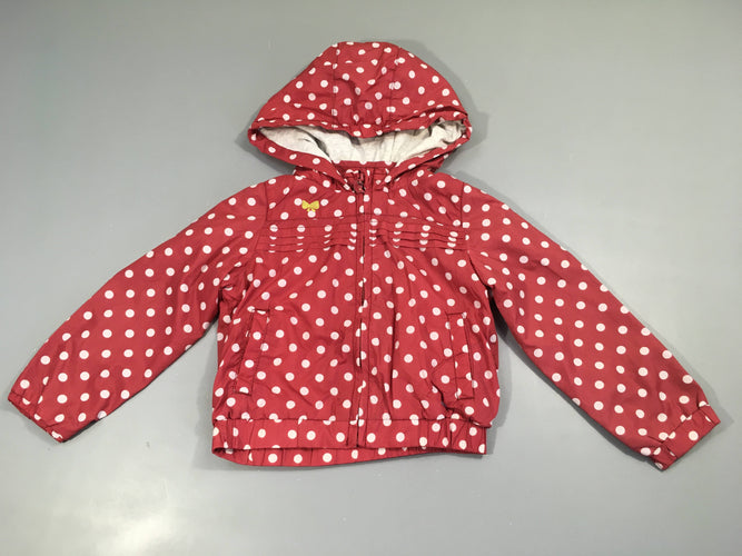 Coupe-vent doublé jersey rose pois à capuche, moins cher chez Petit Kiwi