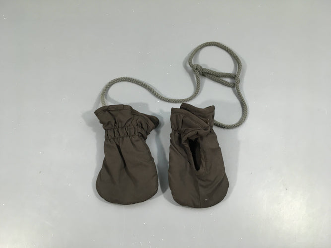 Moufles brunes doublées polar, moins cher chez Petit Kiwi