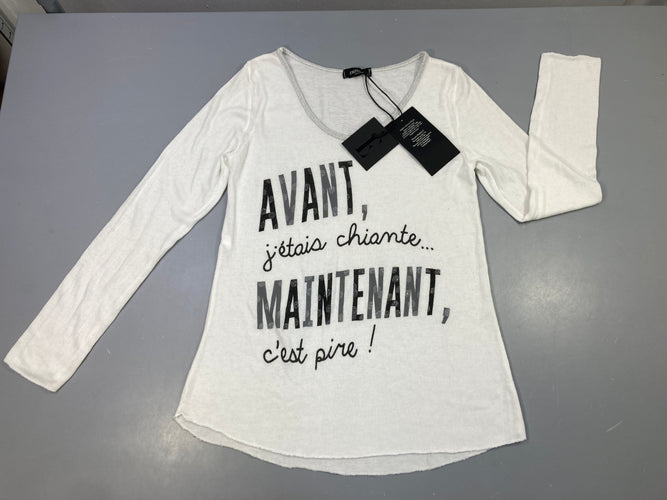 Neuf-Pull léger blanc "Avant Maintenant", moins cher chez Petit Kiwi