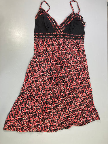 Robe bretelles fleurie noir/rose, moins cher chez Petit Kiwi