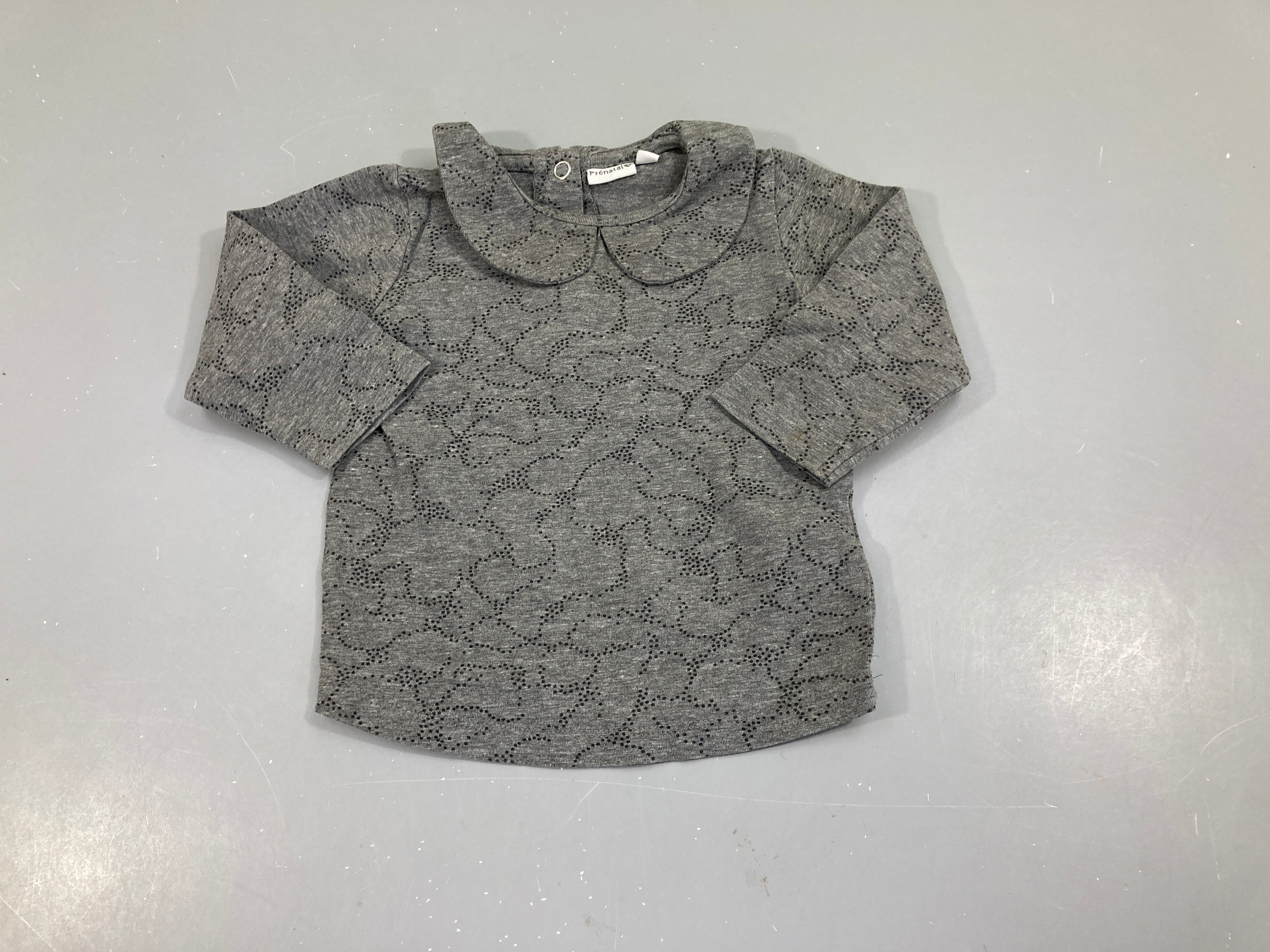 T-shirt m.l gris pois col