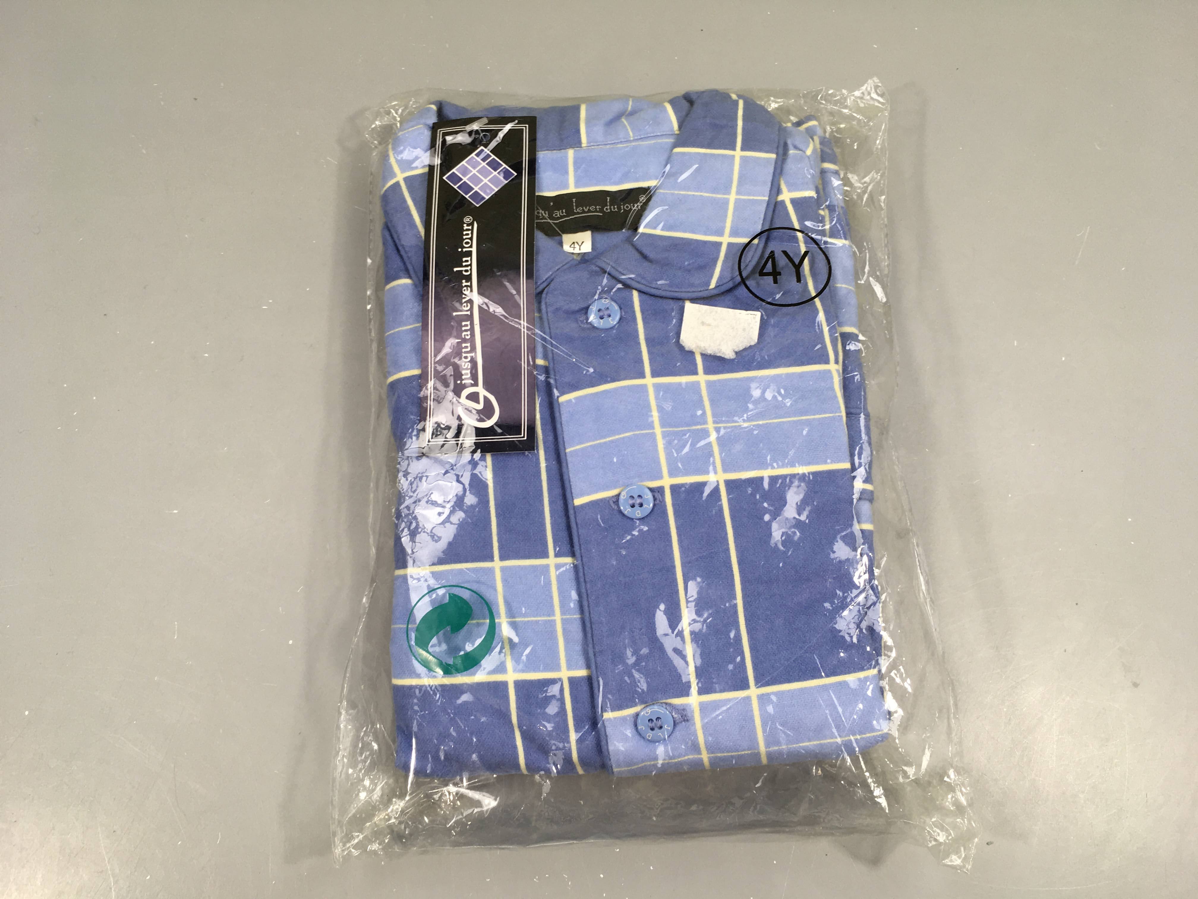 Neuf-Pyjama flanelle à carreaux bleu-jaune