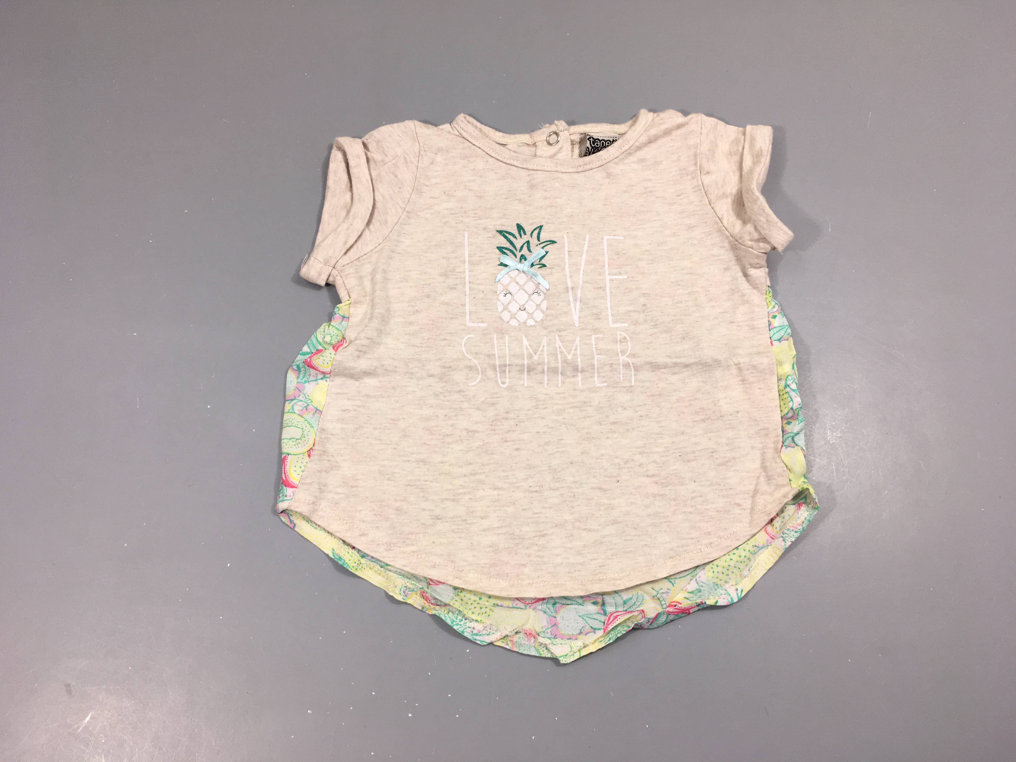 T-shirt m.c beige flammé ananas, dos coton