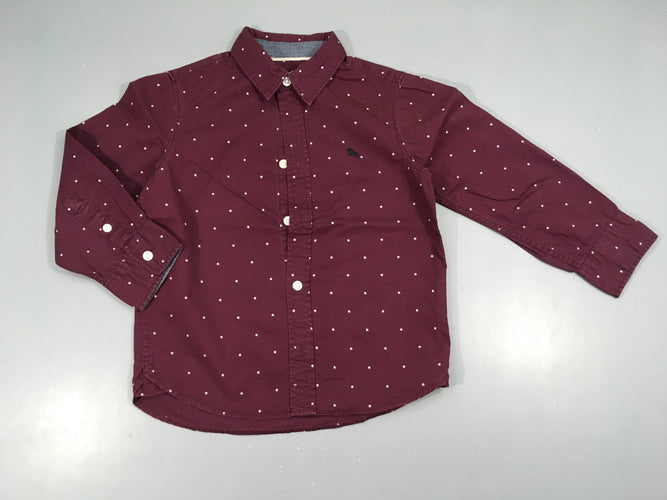 Chemise m.l bordeau étoiles blanches, moins cher chez Petit Kiwi