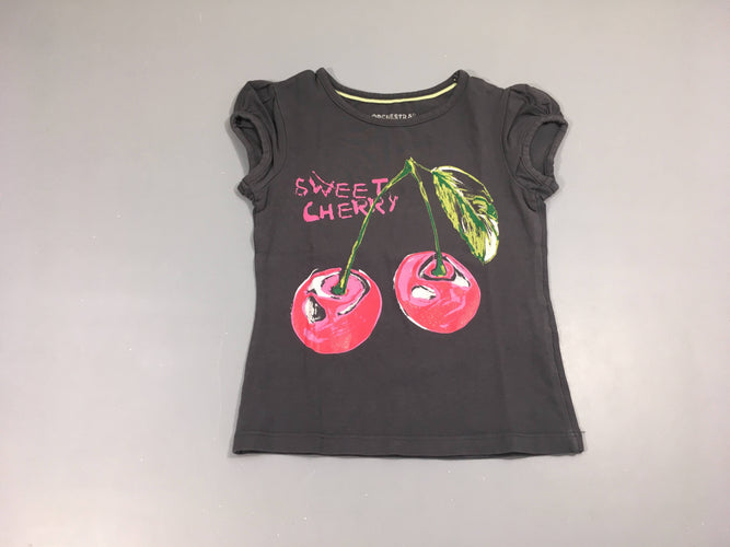 T-shirt m.c gris foncé cerises, moins cher chez Petit Kiwi