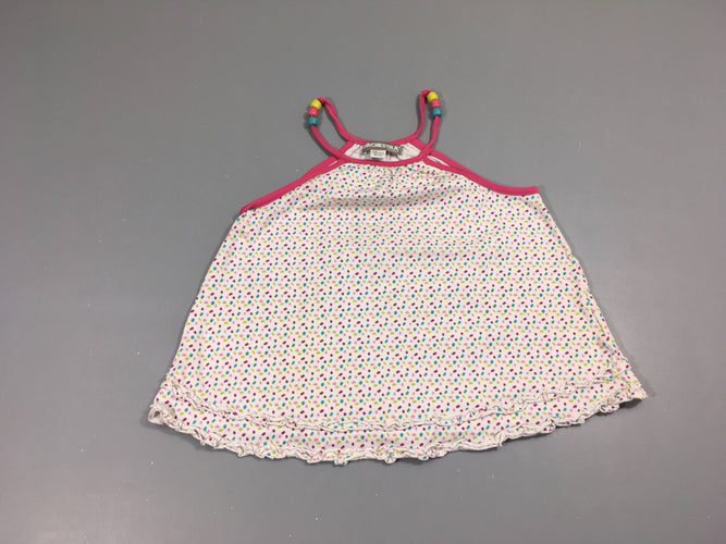 Top jersey blanc pois perles, moins cher chez Petit Kiwi