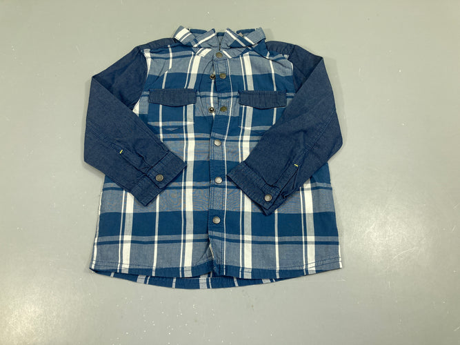 Chemise m.l carreaux bleu/blanc, moins cher chez Petit Kiwi