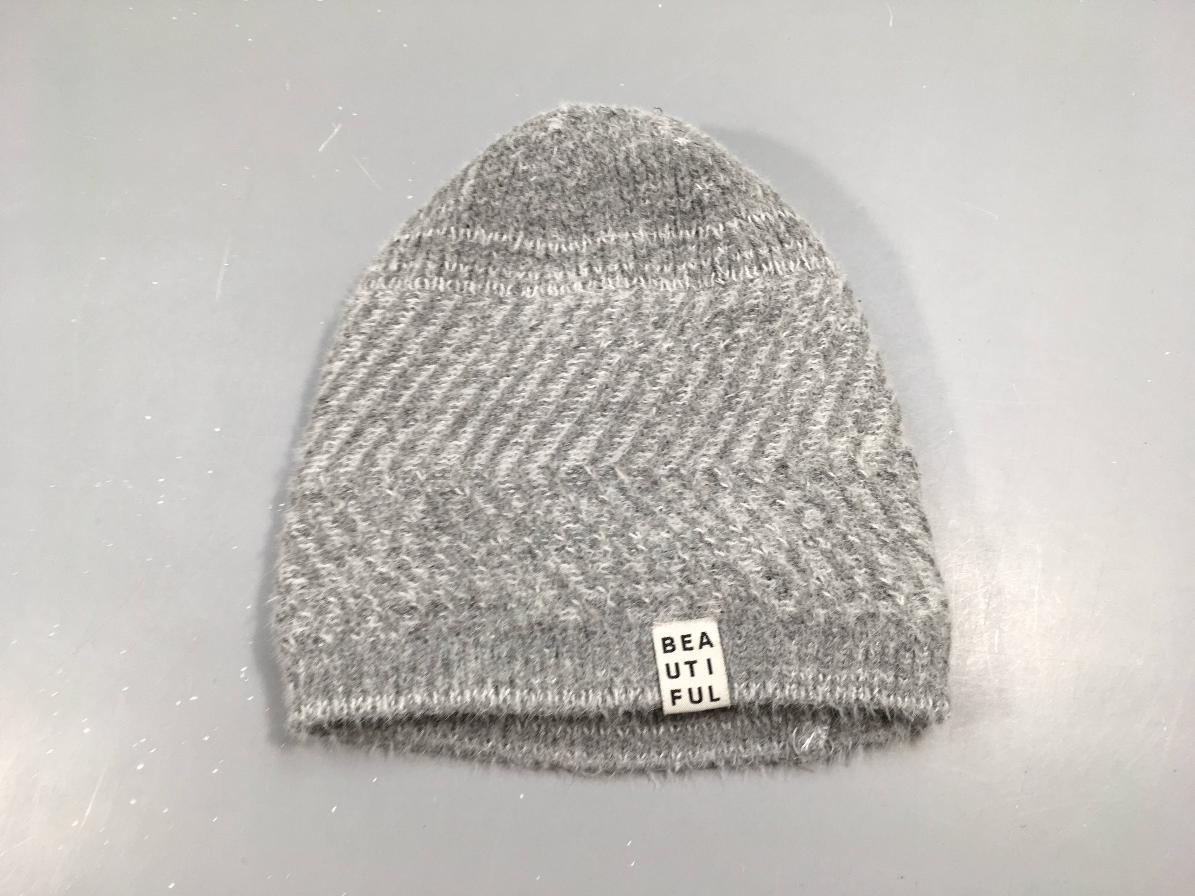 Bonnet mailles grises doublé polar