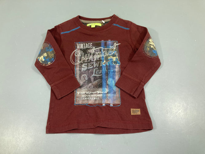 T-shirt m.l bordeaux Outpost, moins cher chez Petit Kiwi