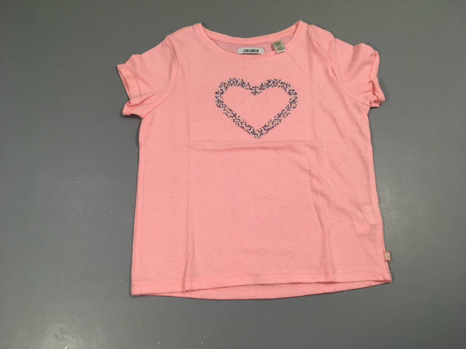 T-shirt m.c rose coeur, moins cher chez Petit Kiwi