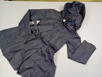Trench à capuche  amovible bleu marine avec ceinture, moins cher chez Petit Kiwi