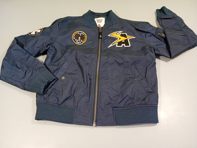 Veste zippée capuche bleu marine , écussons  aigle, "A", moins cher chez Petit Kiwi