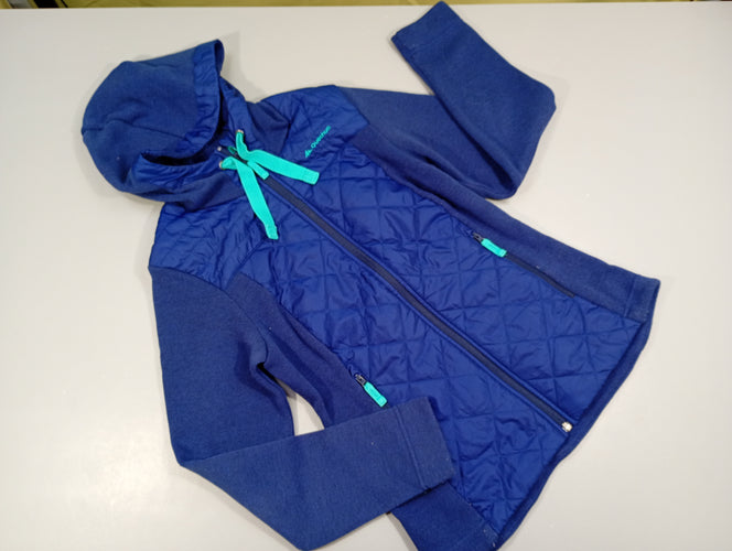 Gilet veste zippé à capuche bi-matière bleu , turquoise "Quechua", moins cher chez Petit Kiwi