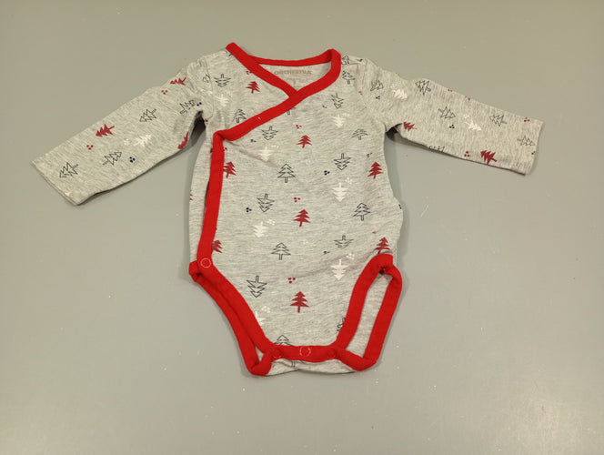 Body m.l gris flammé/ rouge  sapins, moins cher chez Petit Kiwi