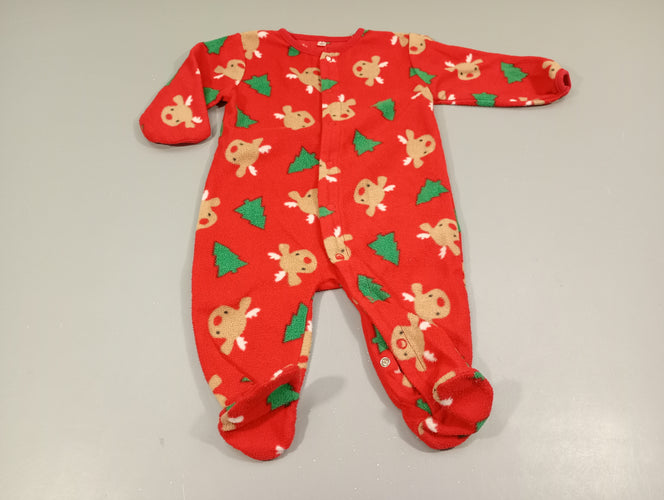 Pyjama velours rouge, sapins et rennes de Noël, moins cher chez Petit Kiwi