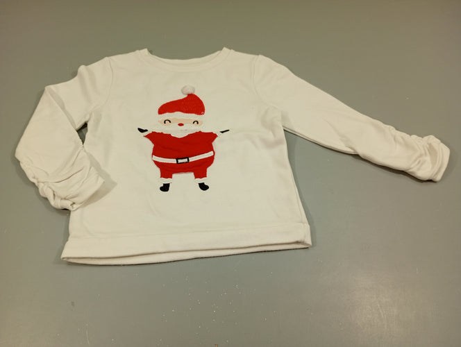 Sweat velours côtelé , père noël , bonnet en sequins rouges, moins cher chez Petit Kiwi