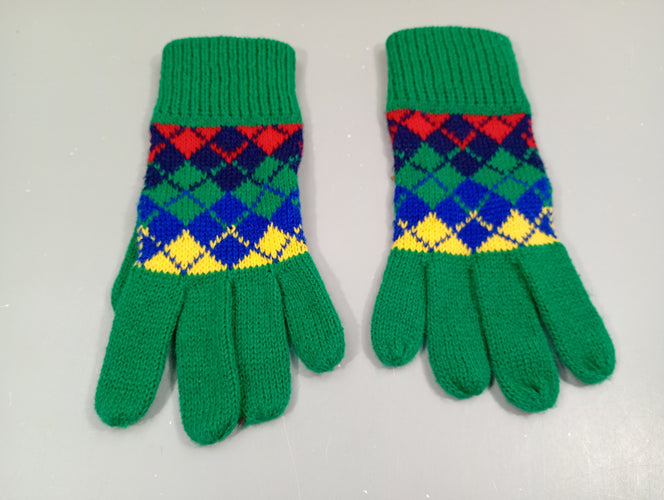 Gants verts, motifs colorés, 12a, moins cher chez Petit Kiwi
