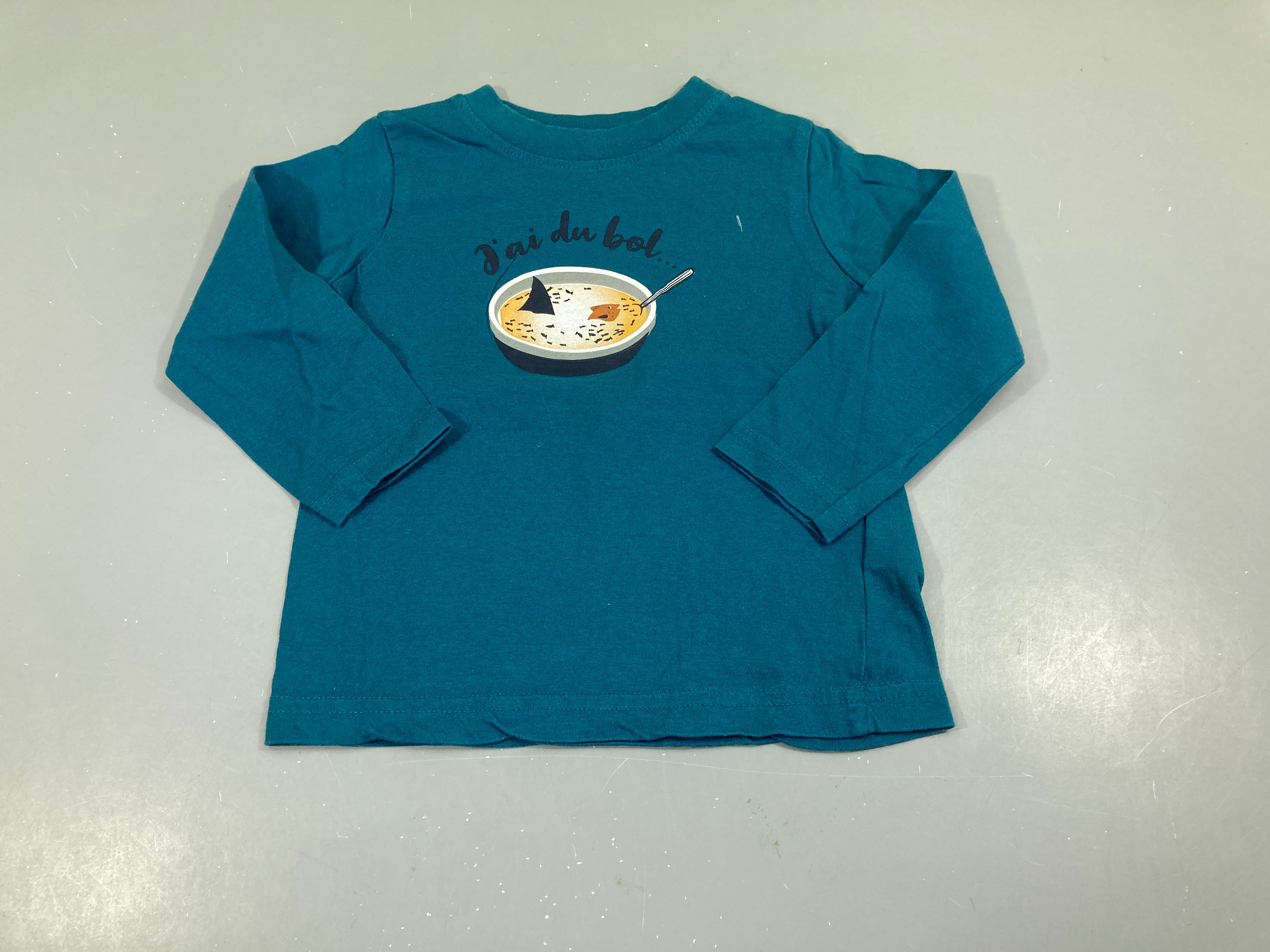 T-shirt m.l bleu canard j'ai du bol...