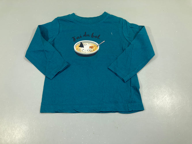 T-shirt m.l bleu canard j'ai du bol..., moins cher chez Petit Kiwi