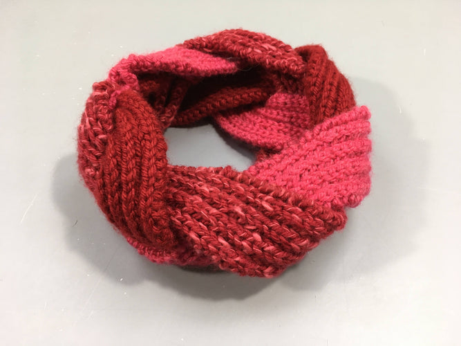 Bandeau mailles torsadées rouge-rose foncé, moins cher chez Petit Kiwi