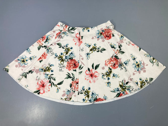 Jupe évasée fleurie beige, moins cher chez Petit Kiwi