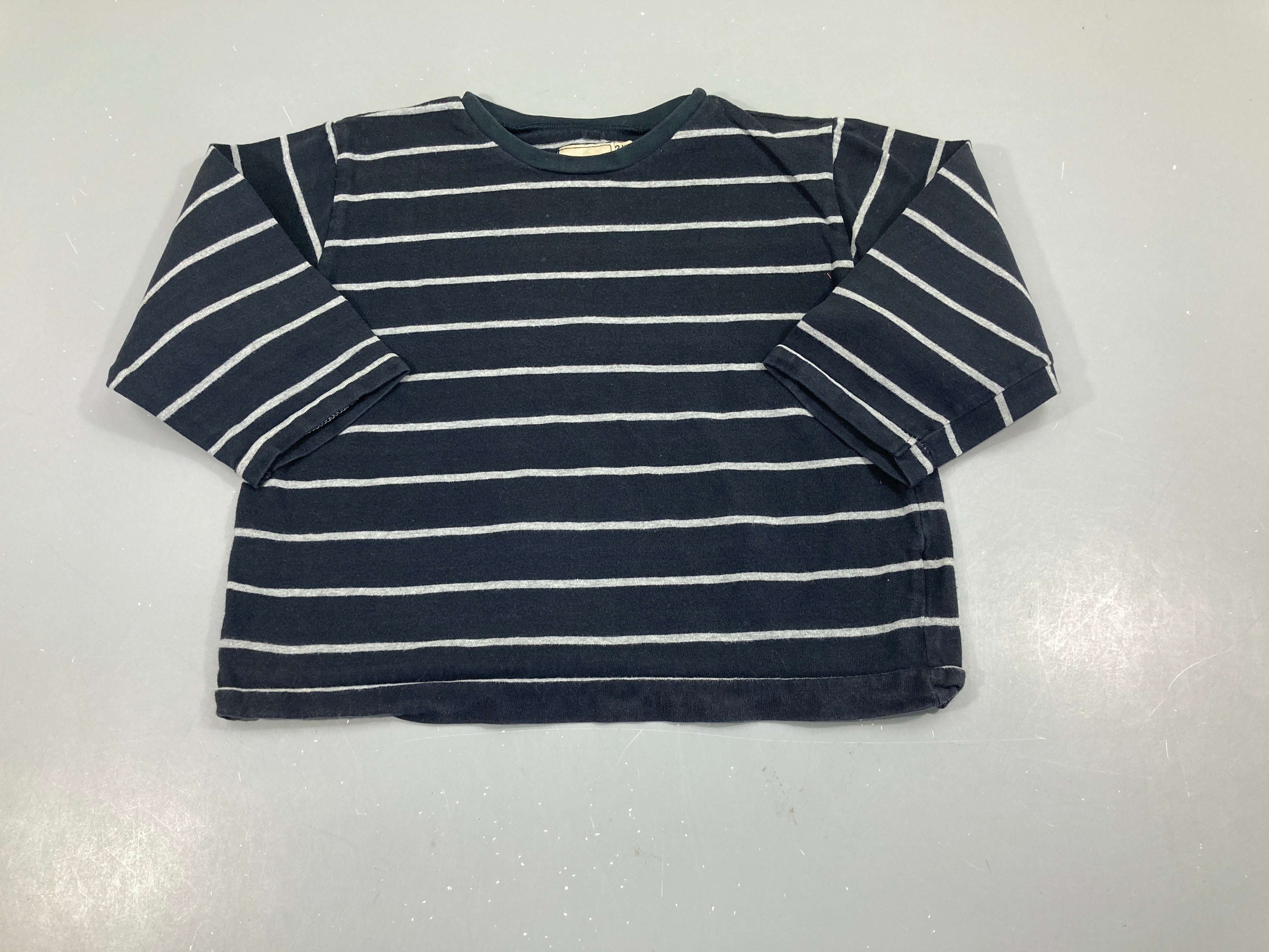T-shirt m.l noir rayé gris