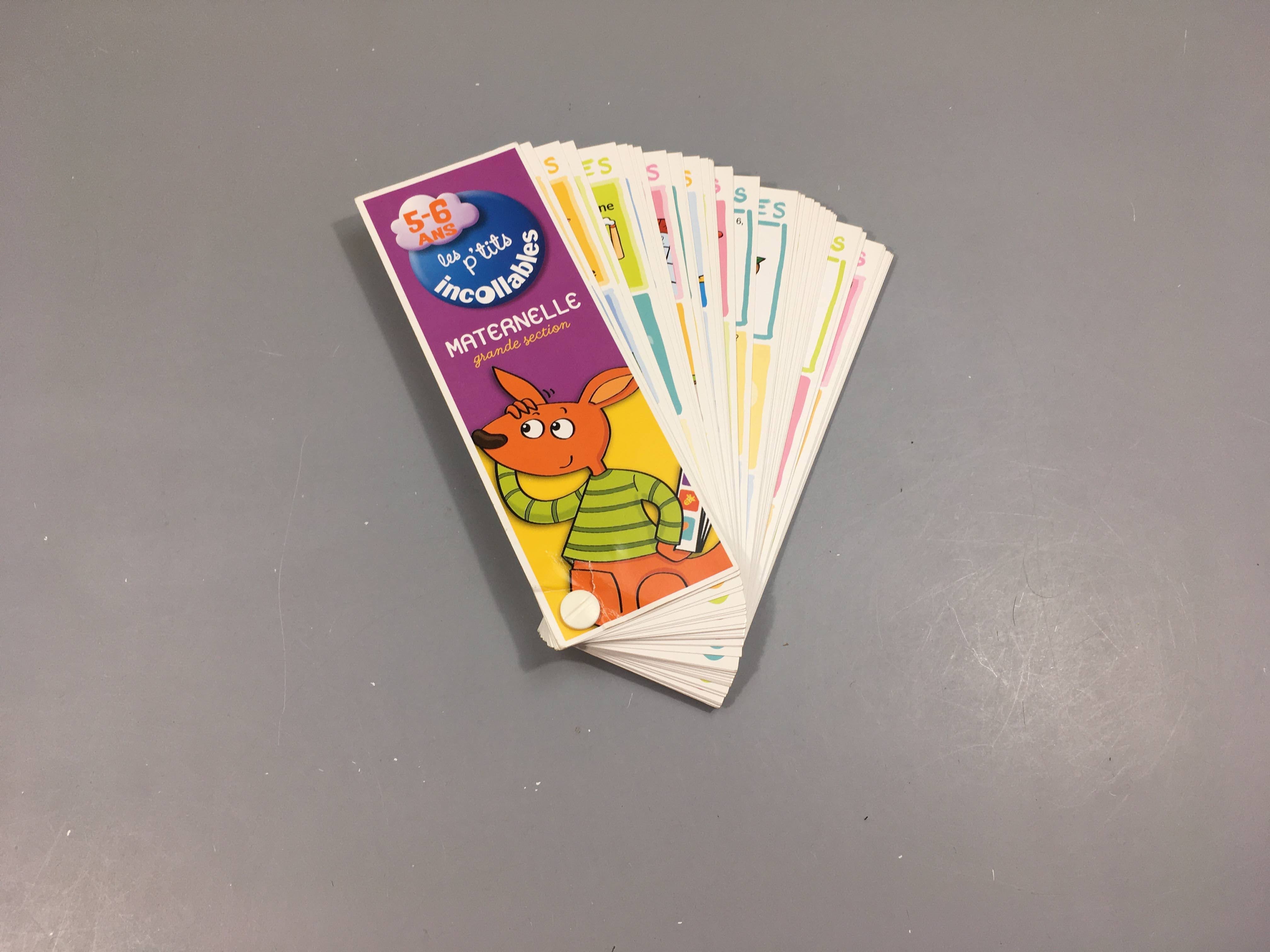 Les petits incollables, maternelle grande section, 5-6 ans, mauve, première fiche un peu abîmée