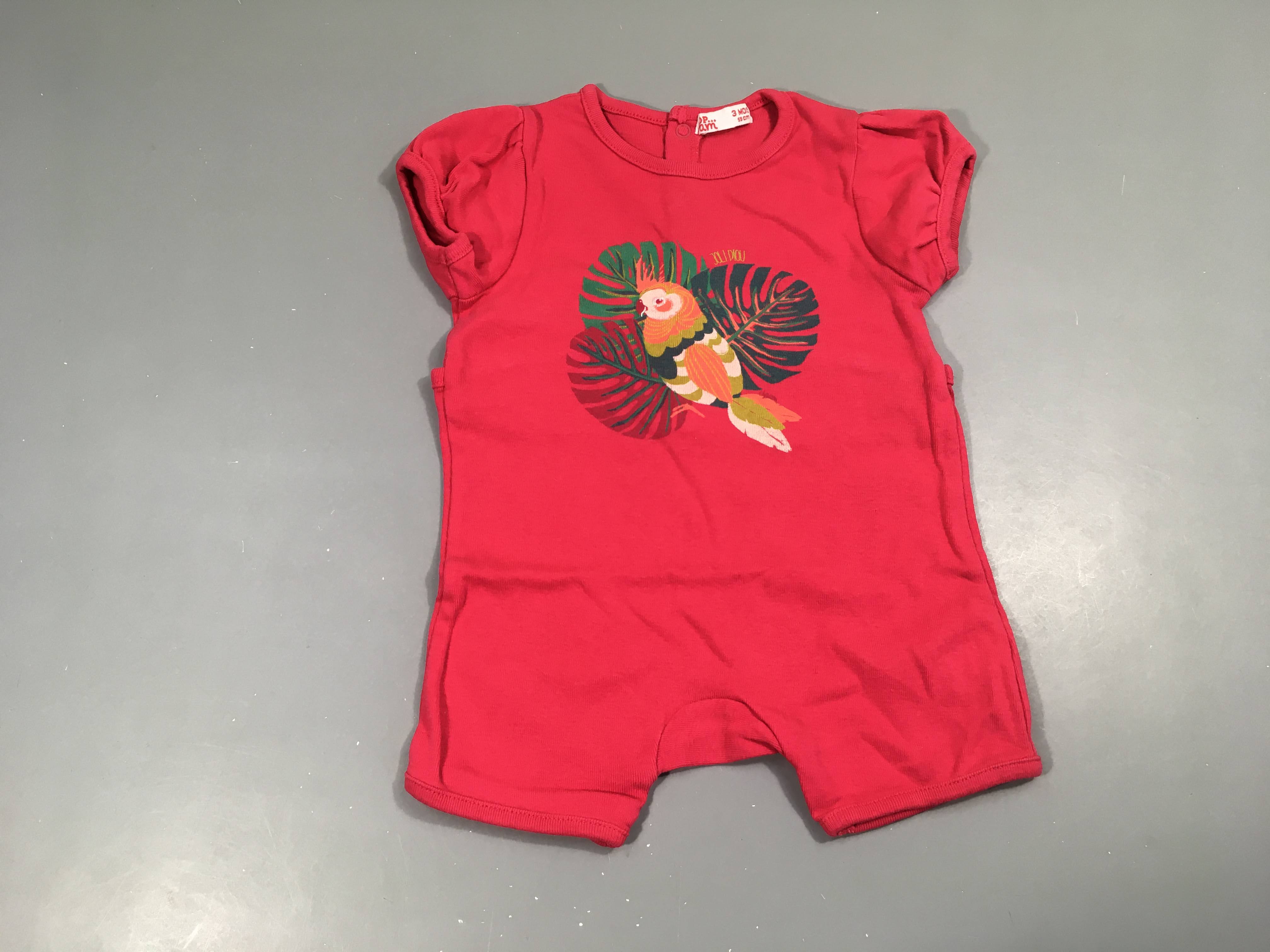 Combishort m.c jersey rose vif oiseau