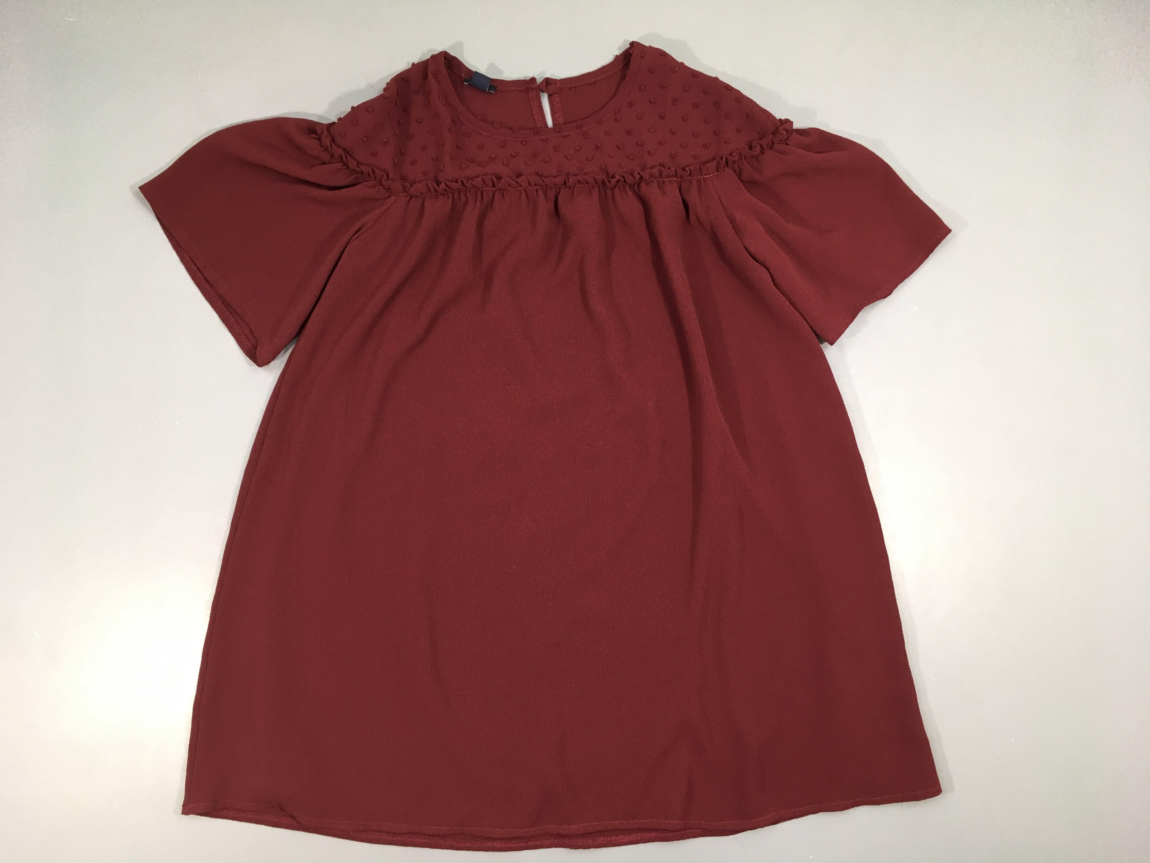 Robe m.c fluide bordeau doublé