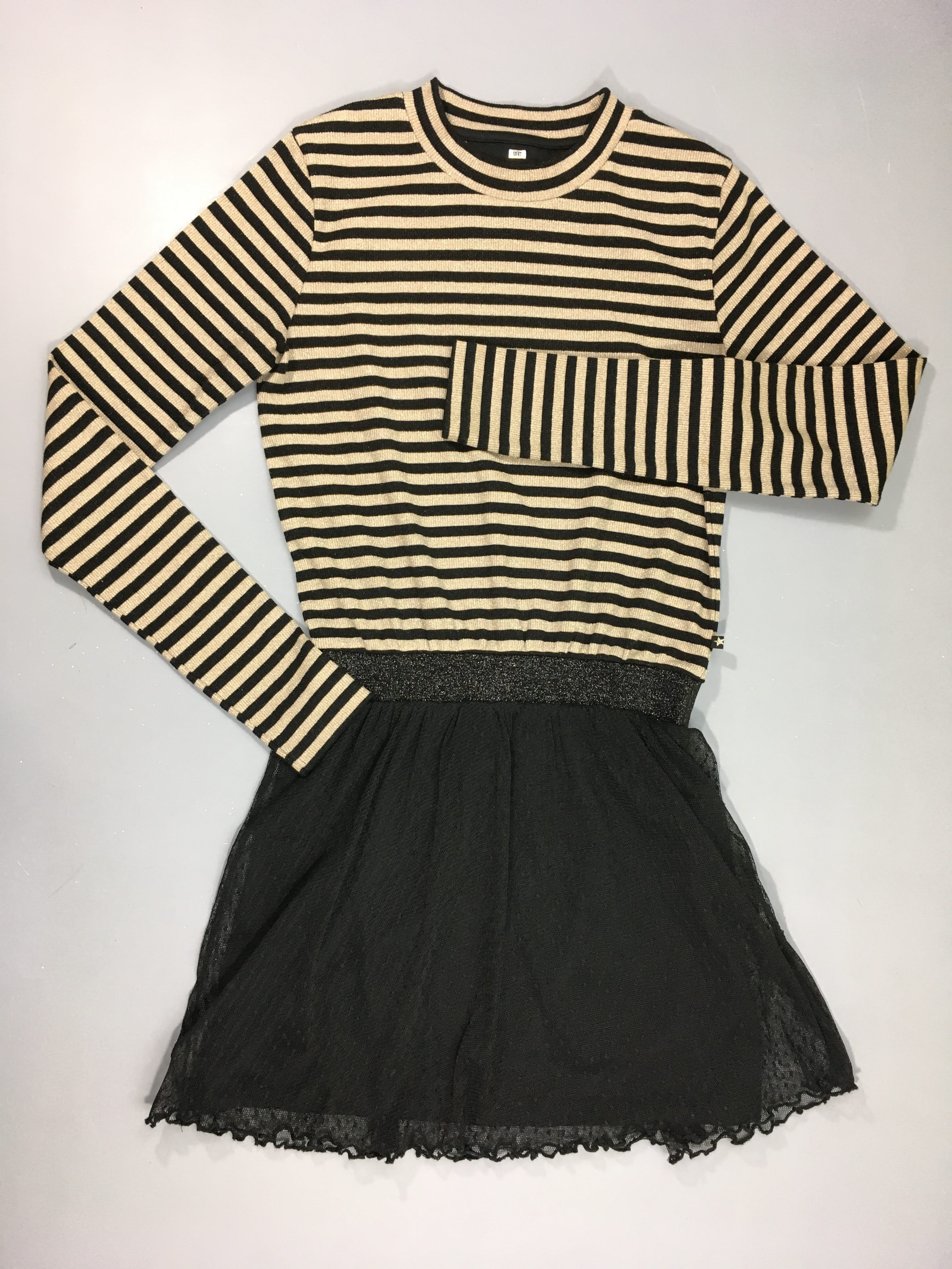 Robe m.l noire-beige irisé voile noire texturé bas