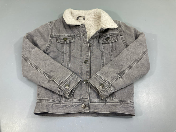 Veste en jeans gris doublé peluche, moins cher chez Petit Kiwi