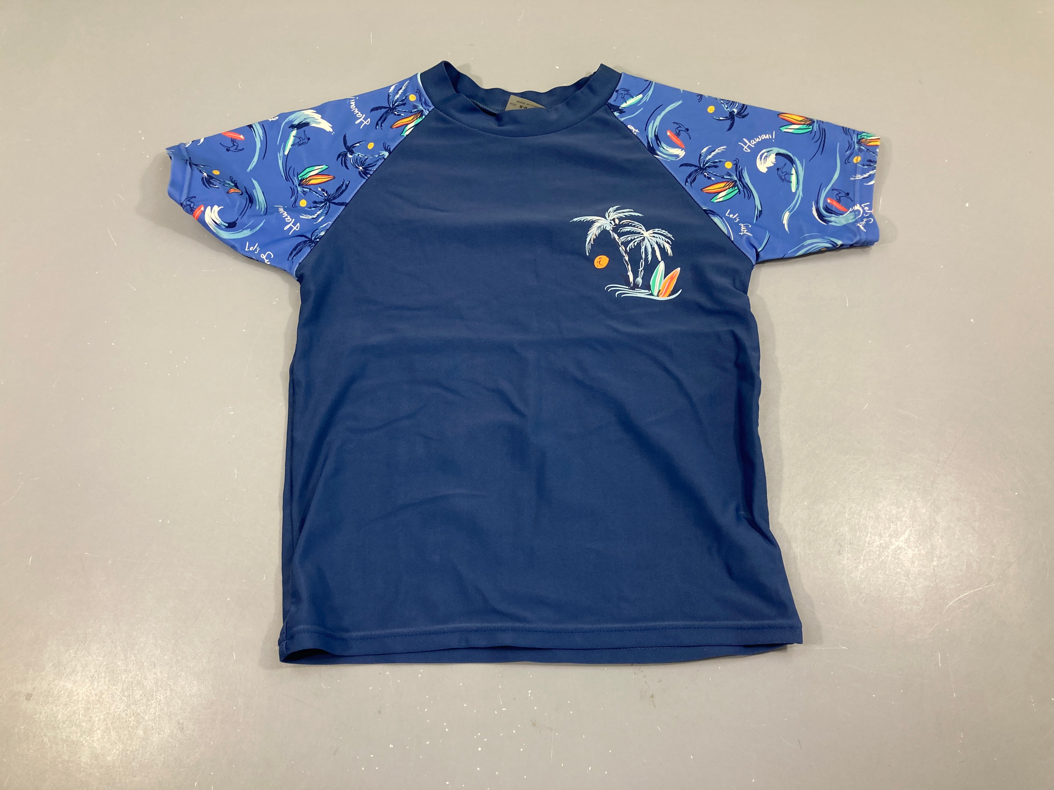 T-shirt m.c anti-uv bleu palmiers surf