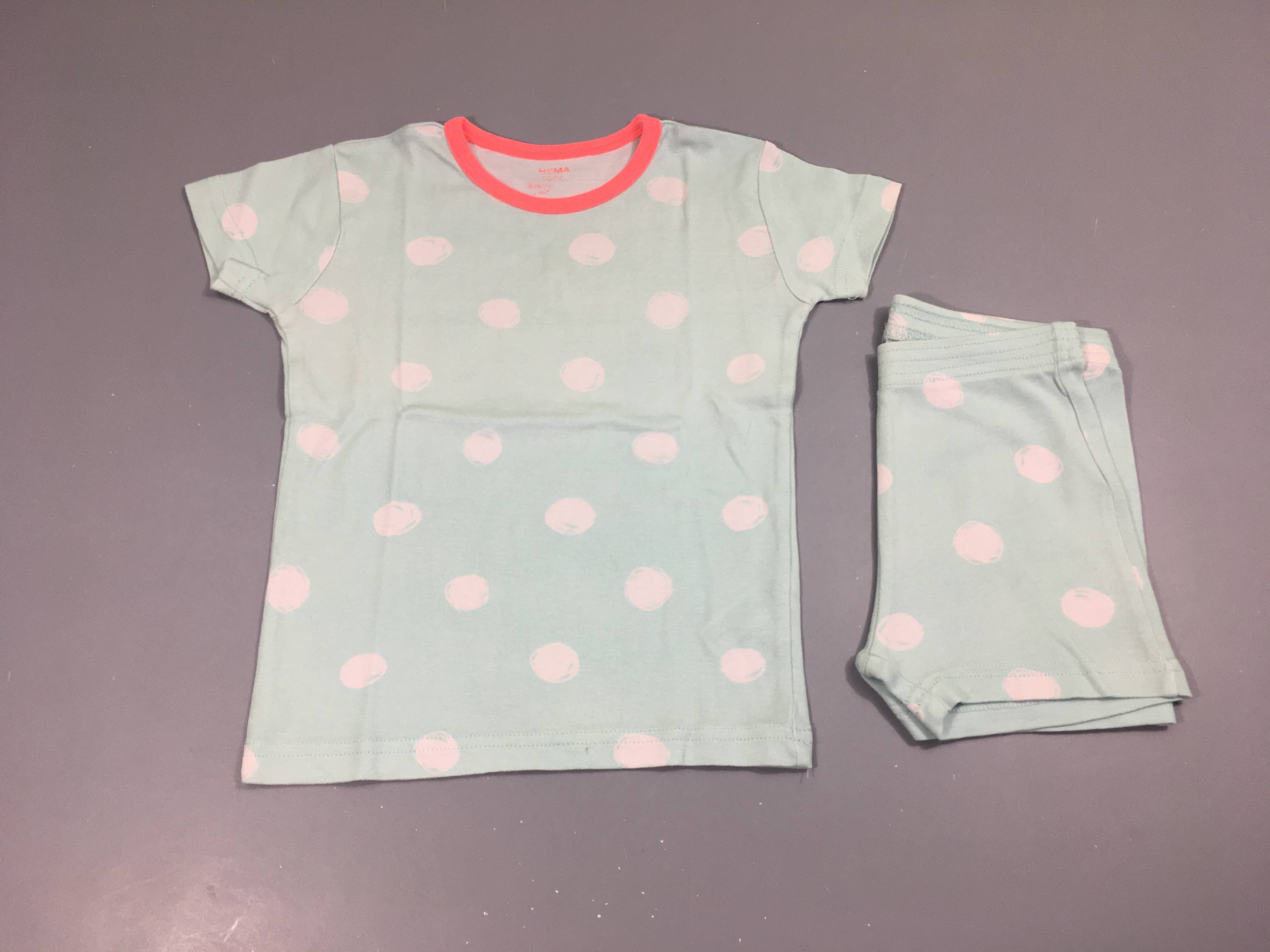 Pyjashort 2pcs jersey bleu pois