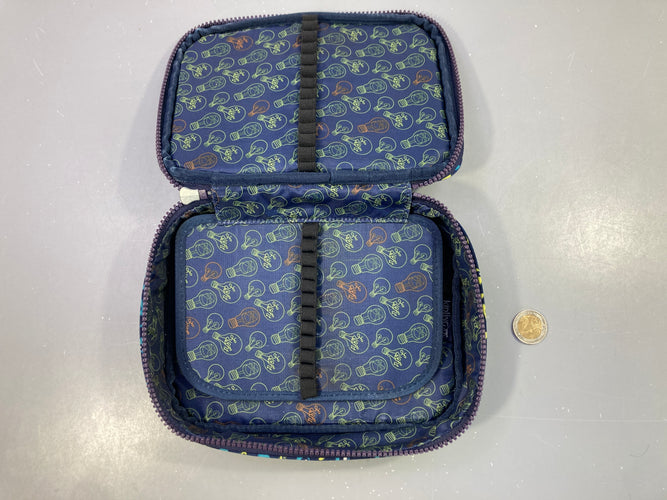 Grande trousse 100 stylos bleu motifs yeux, moins cher chez Petit Kiwi