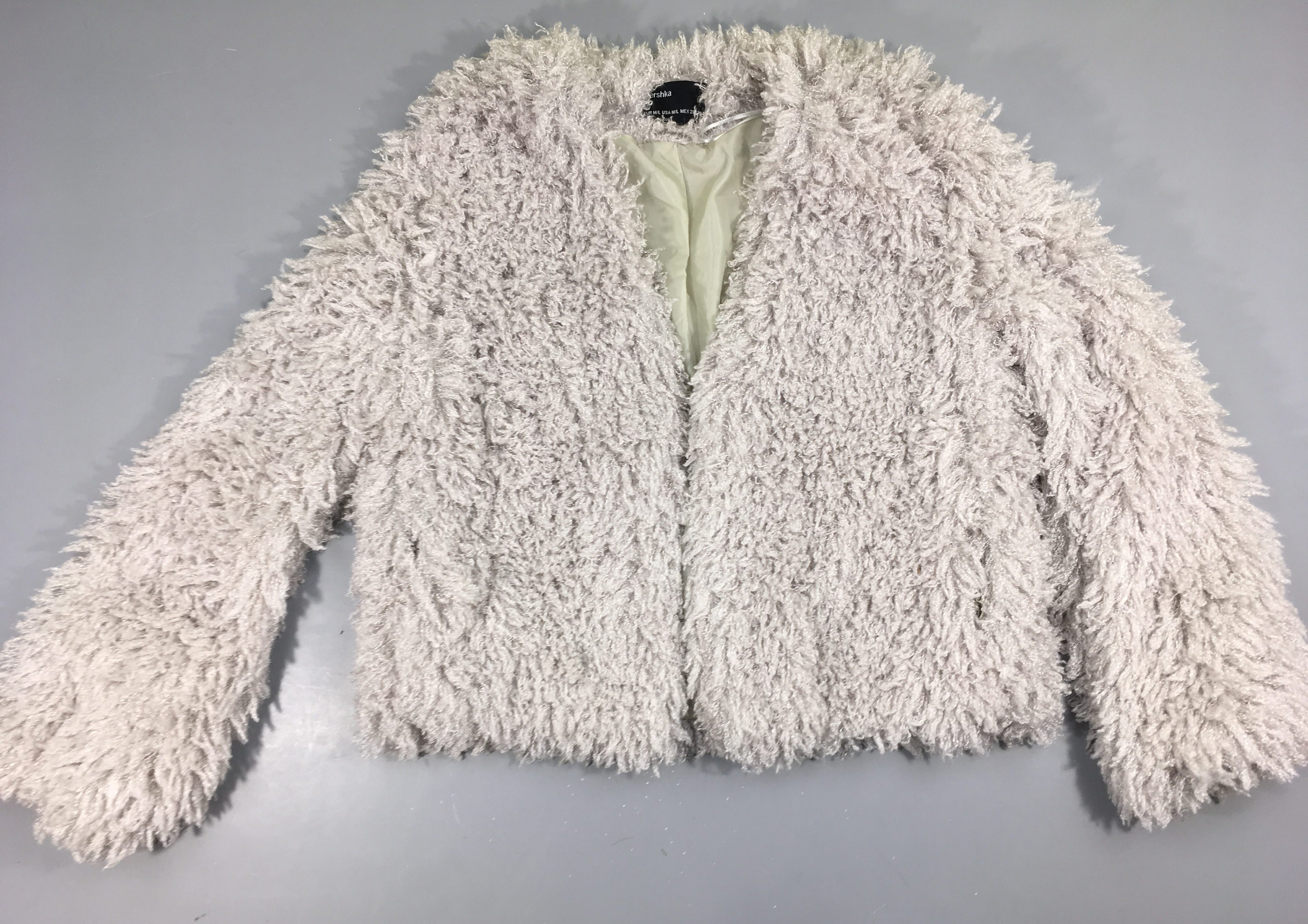Gilet peluche grise effet argenté