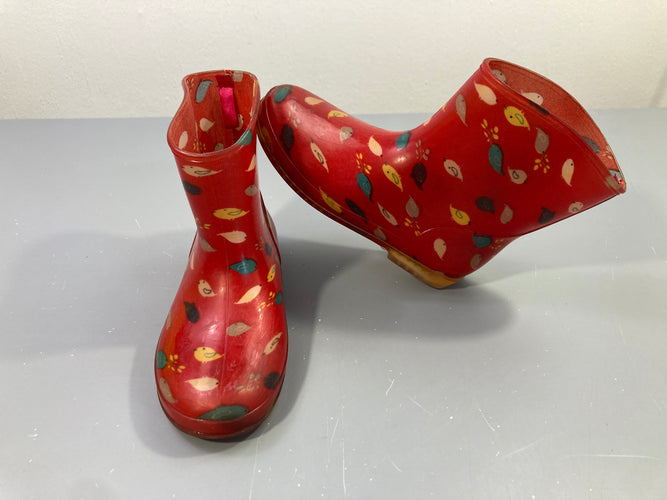 Bottes de pluie Saxo Blues rouges, motifs oiseaux colorés -27, moins cher chez Petit Kiwi