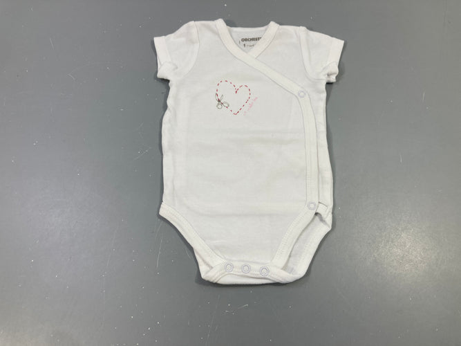 Body m.c blanc, coeur rose et ciseaux, moins cher chez Petit Kiwi