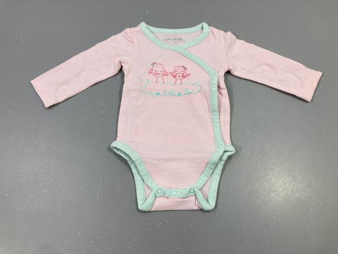 Body m.l rose et bleu clair, 2 oiseaux, moins cher chez Petit Kiwi