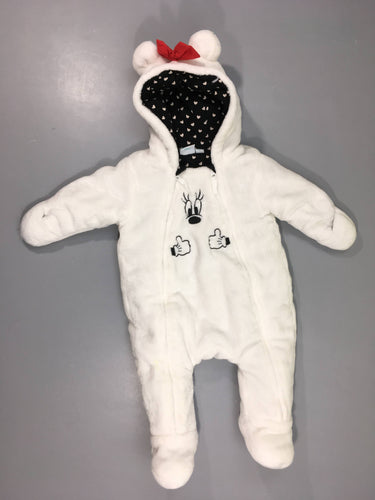 Combi pilote velours blanc Minnie à capuche, moins cher chez Petit Kiwi