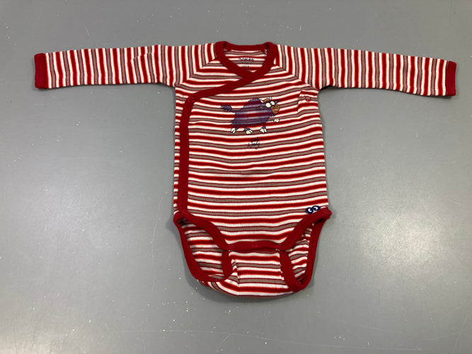 Body m.l little Woody rayé bordeaux, blanc, greige,..., motif bison, moins cher chez Petit Kiwi