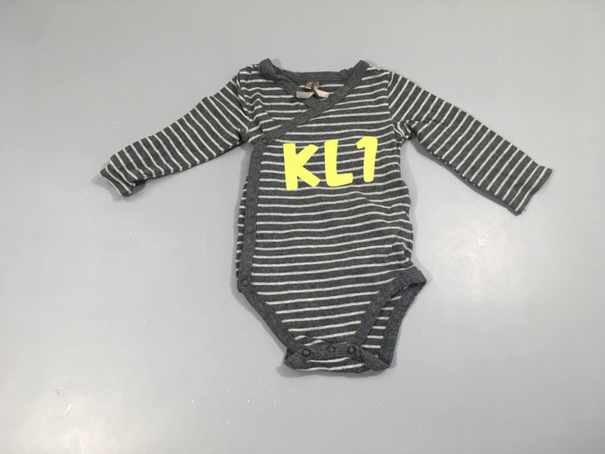 Body m.l gris rayé blanc KL1, moins cher chez Petit Kiwi