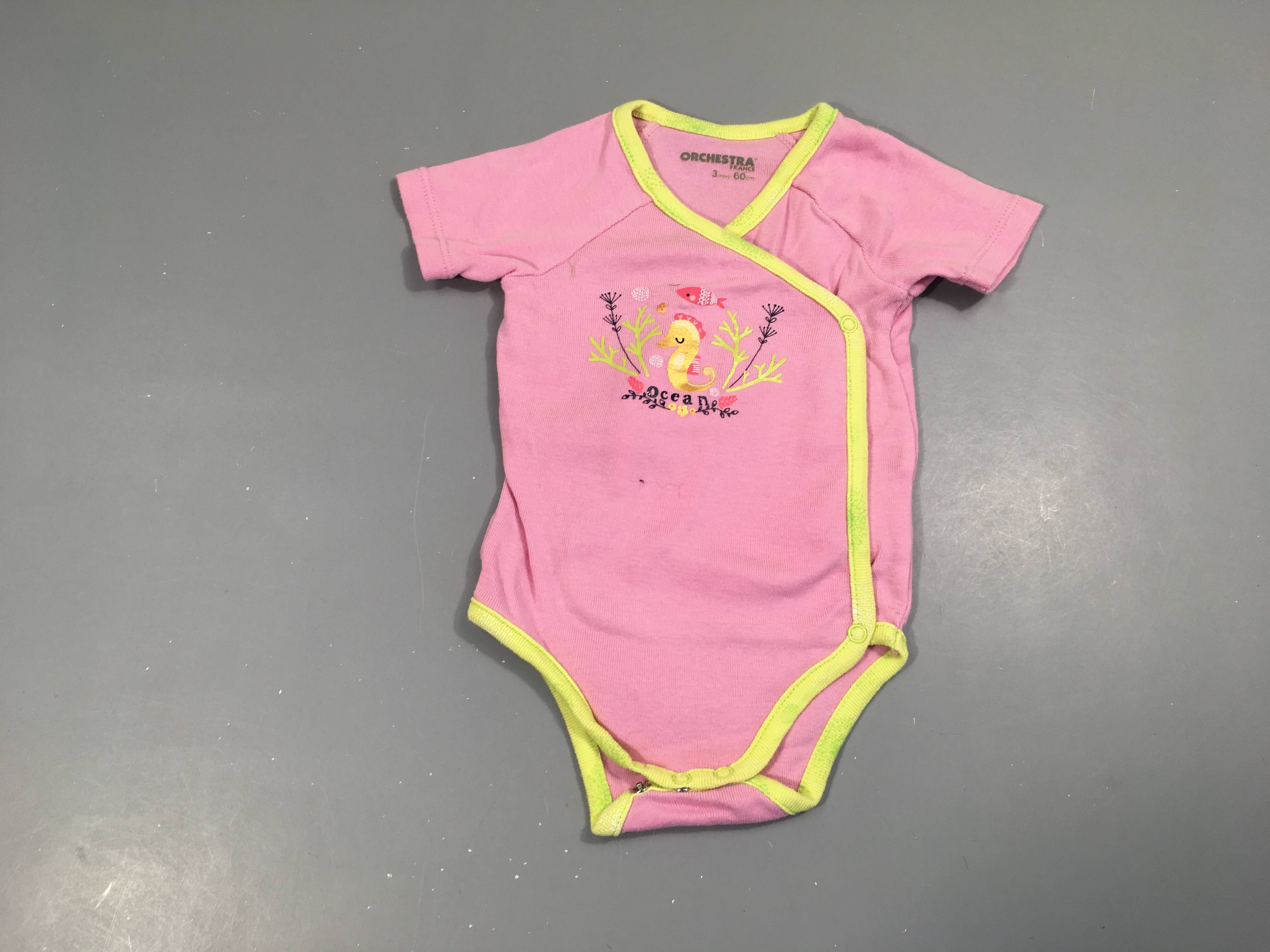 Body m.c rose bords jaunes Océan