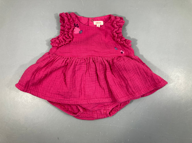 Robe s.m tétra fuchsia body intégré, moins cher chez Petit Kiwi